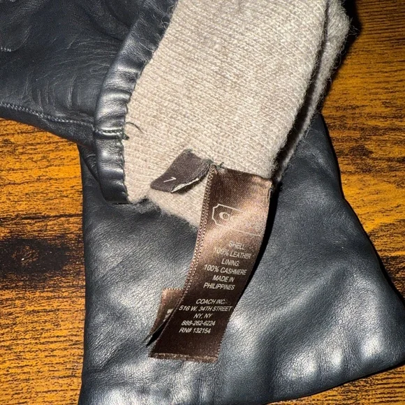 Coach Black Leather Gloves Size 7 - Picture 3 of 3